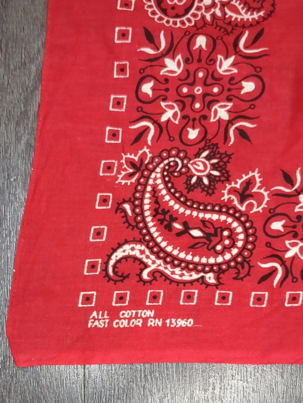 Vintage 1970s Red Classic Bandana Scarf Western Rodeo Cowboy Cowgirl RN13960